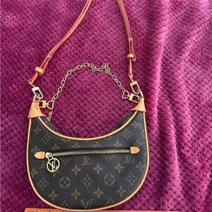 Elegant Brown Moon Shaped Shoulder Bag